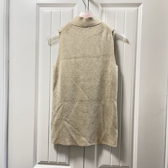 Banana Republic Sleeveless Shimmer Mock Neck Knit Top Beige – XS - Picture 5 of 9